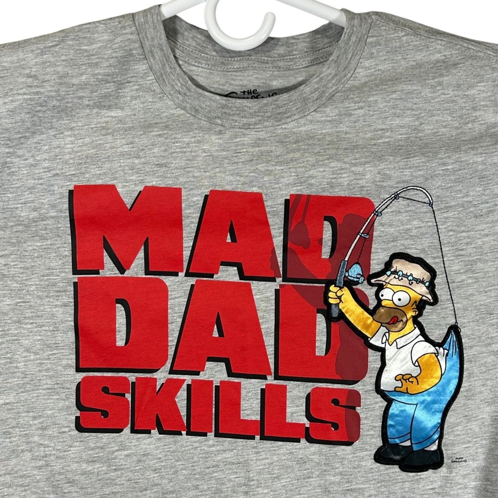 The Simpsons‎ Mens Homer Fishing Mad Dad Skills T-Shirt Grey Size Small New